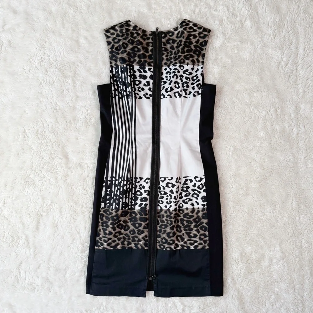 Kenneth Cole Woman Leopard Sheath Sleeveless Dress UK8 Classic Party Eclectic - Picture 3 of 9